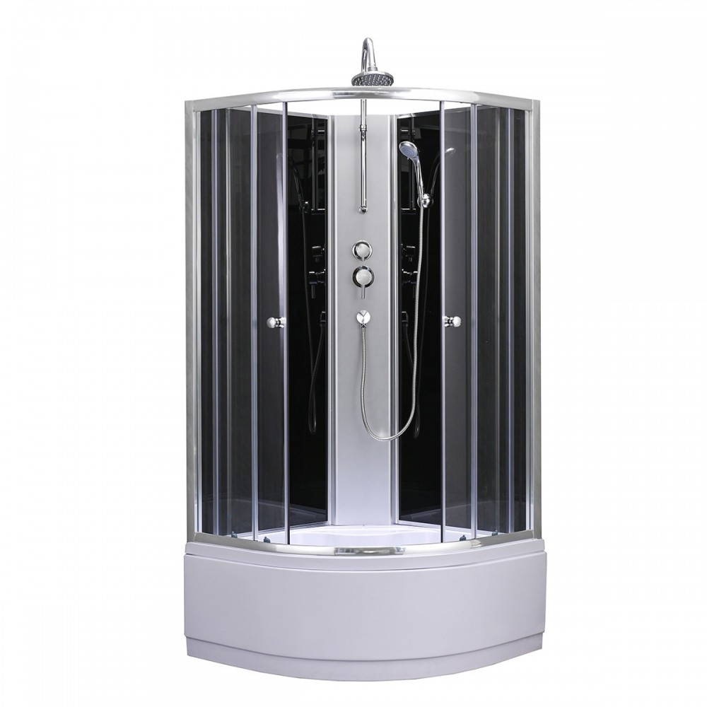 Cabină de duș cu cădiță înaltă - Leziter Cabină de duș Karolino 80x80 cm neagră cu tavă adâncă