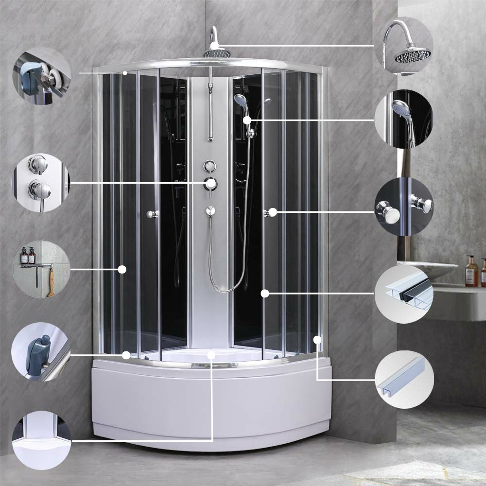 Leziter Cabină de duș Karolino 80x80 cm neagră cu tavă adâncă [5]