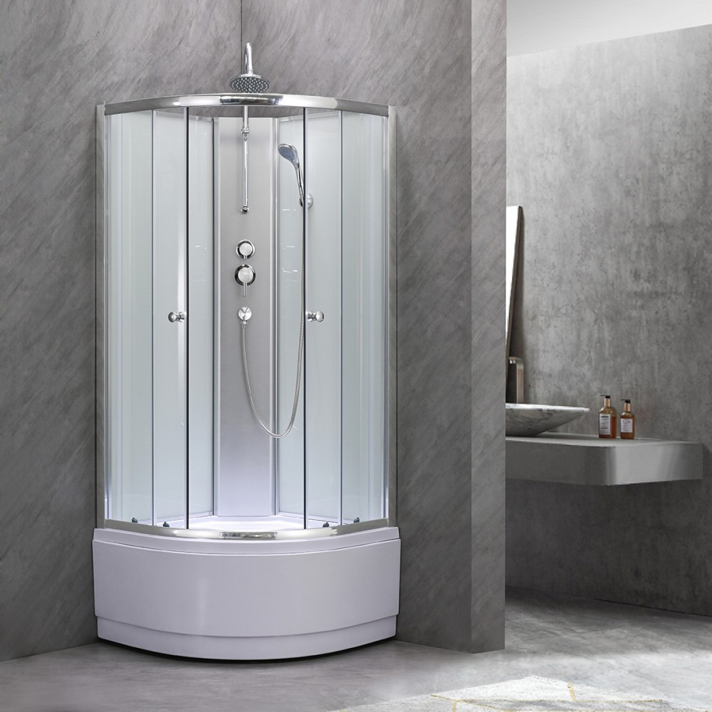 Leziter Cabina de dus Karolino 80x80 cm cu tava adanca alba [1]