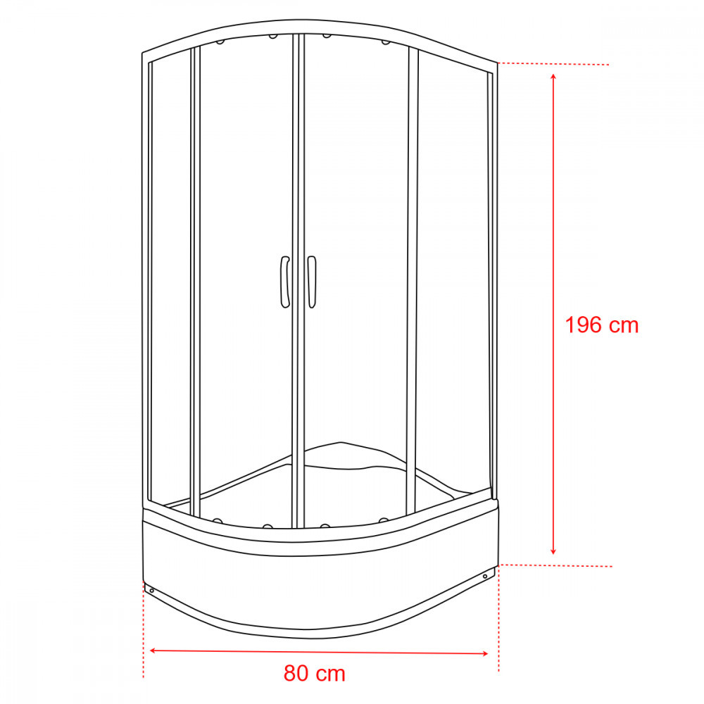 Kerra Cabină de duș curbată asimetrică Katia 80x100 cm cu cădiță de duș [2]