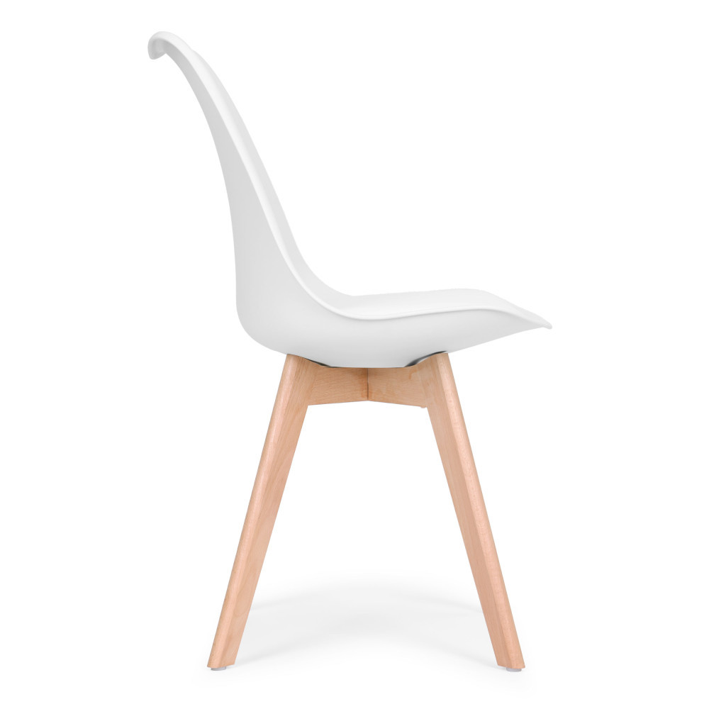 Homelux Set de 4 scaune de masă cu pernă din piele ecologică albă [4]