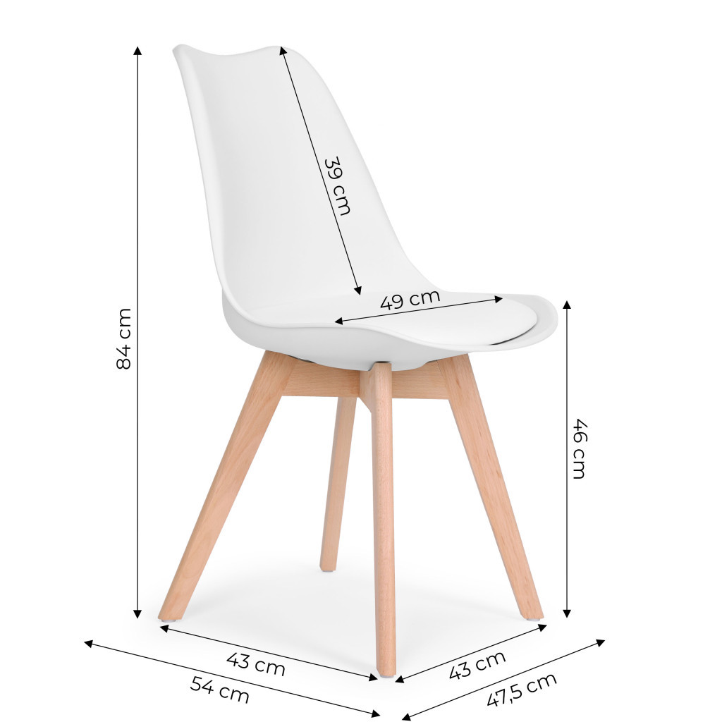 Homelux Set de 4 scaune de masă cu pernă din piele ecologică albă [9]
