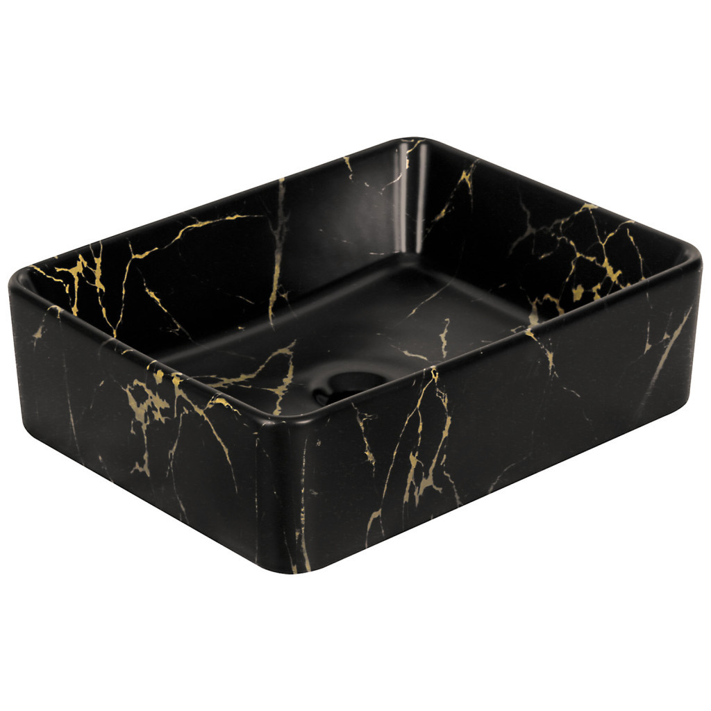 Lavoar - Kerra Lavoar ceramic KR-182 cu model de marmură neagră și aurie