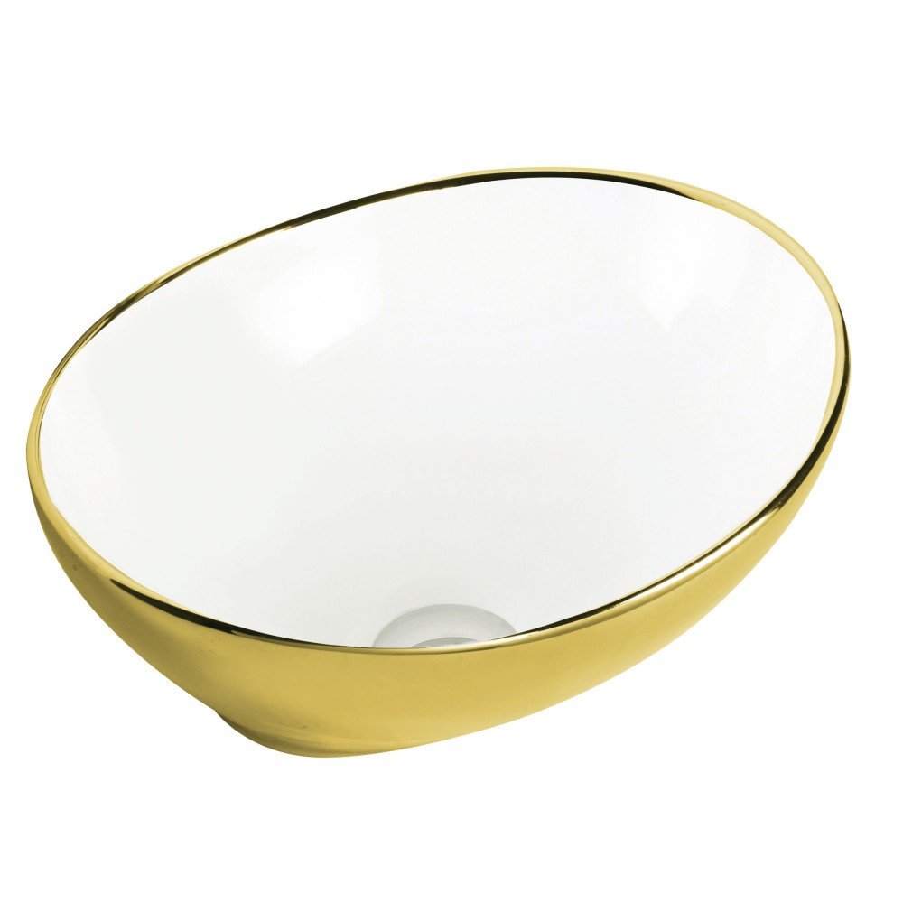 Lavoar - Kerra Lavoar ceramic cu design alb-auriu KR-707