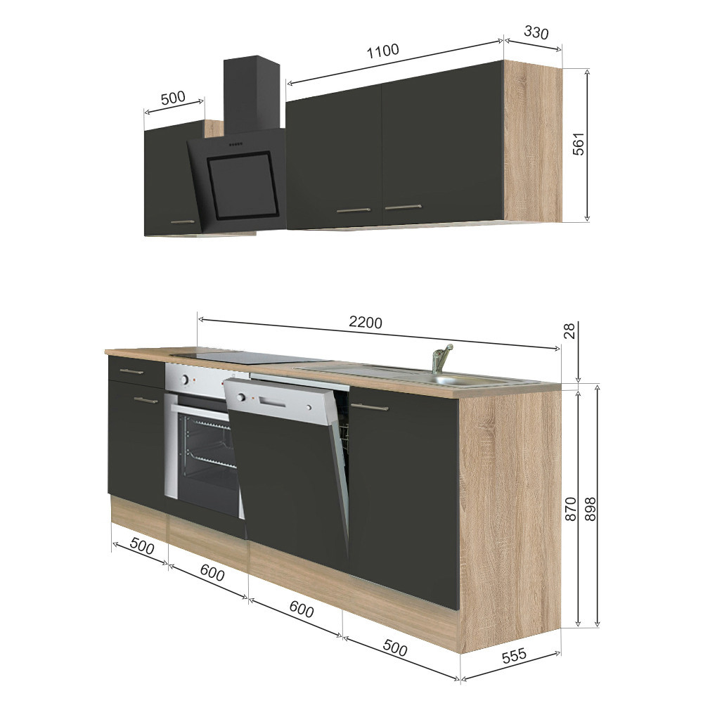 Leziter Mobilă de bucătărie Yorki 220 cu design de cuptor inferior [5]