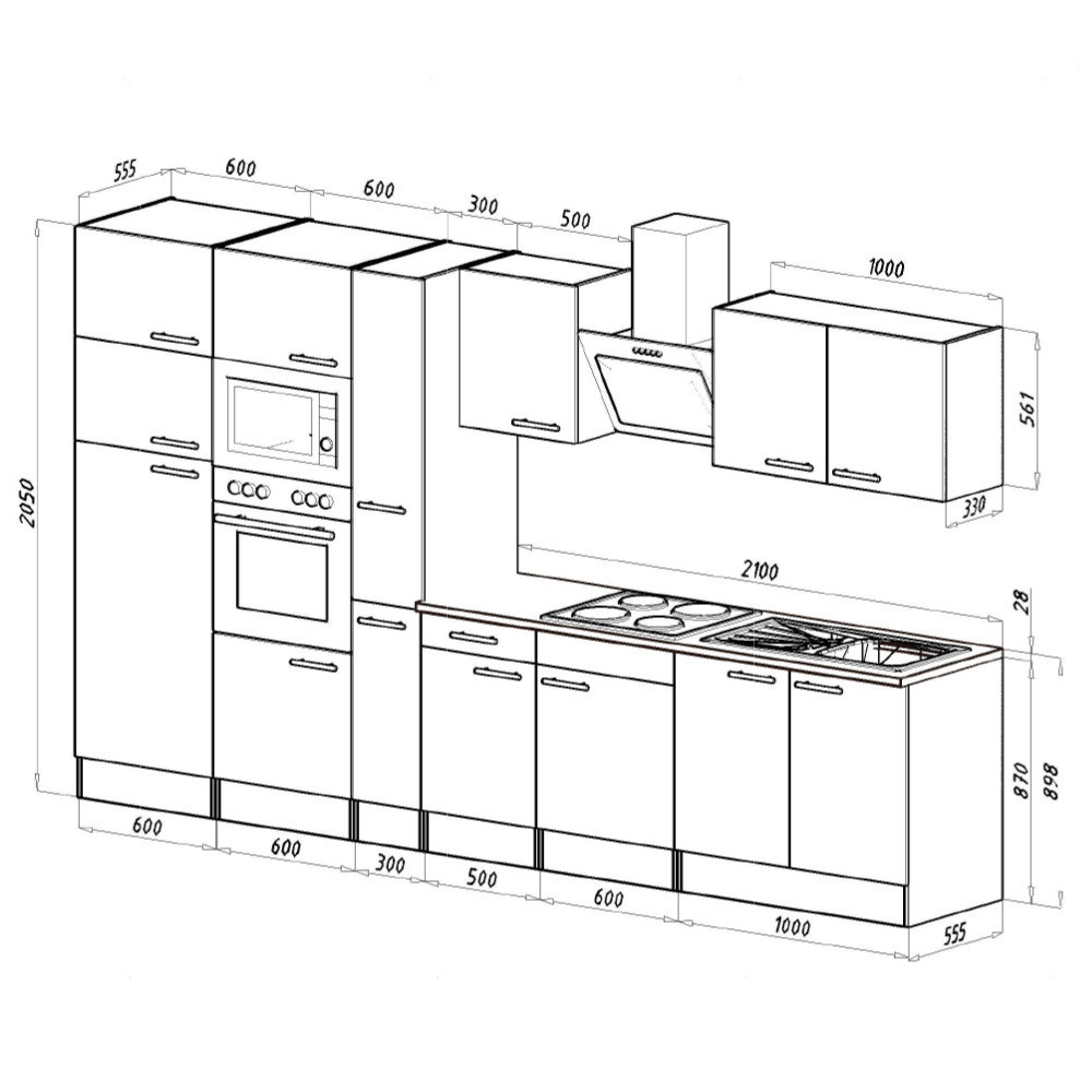 Leziter Mobilier de bucătărie Yorki 360 cu frigider cu congelator superior [3]