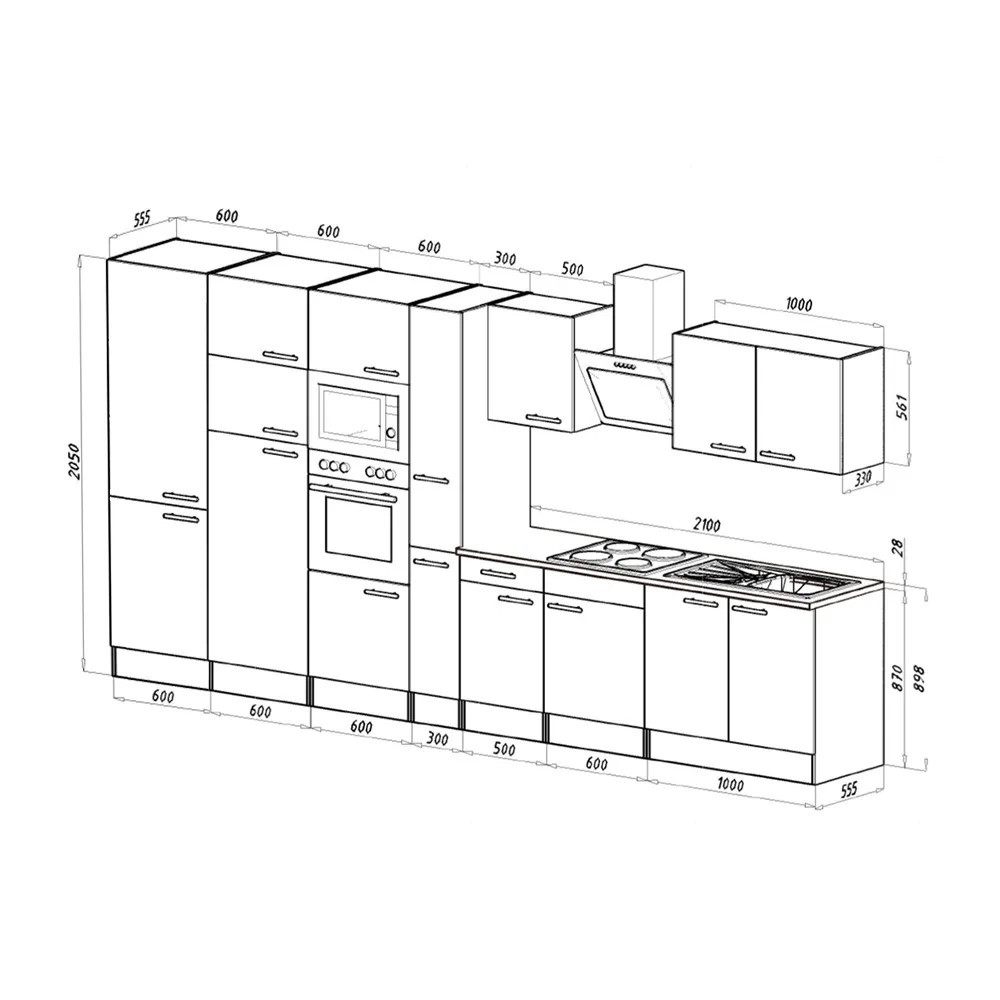 Leziter Mobilier de bucătărie Yorki 420 cu frigider cu congelator superior [1]