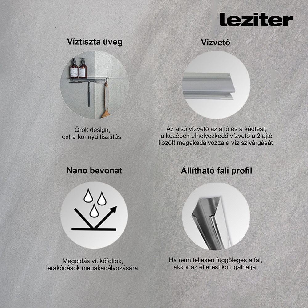 Leziter Paravan de baie Eva 80x140 cm [3]