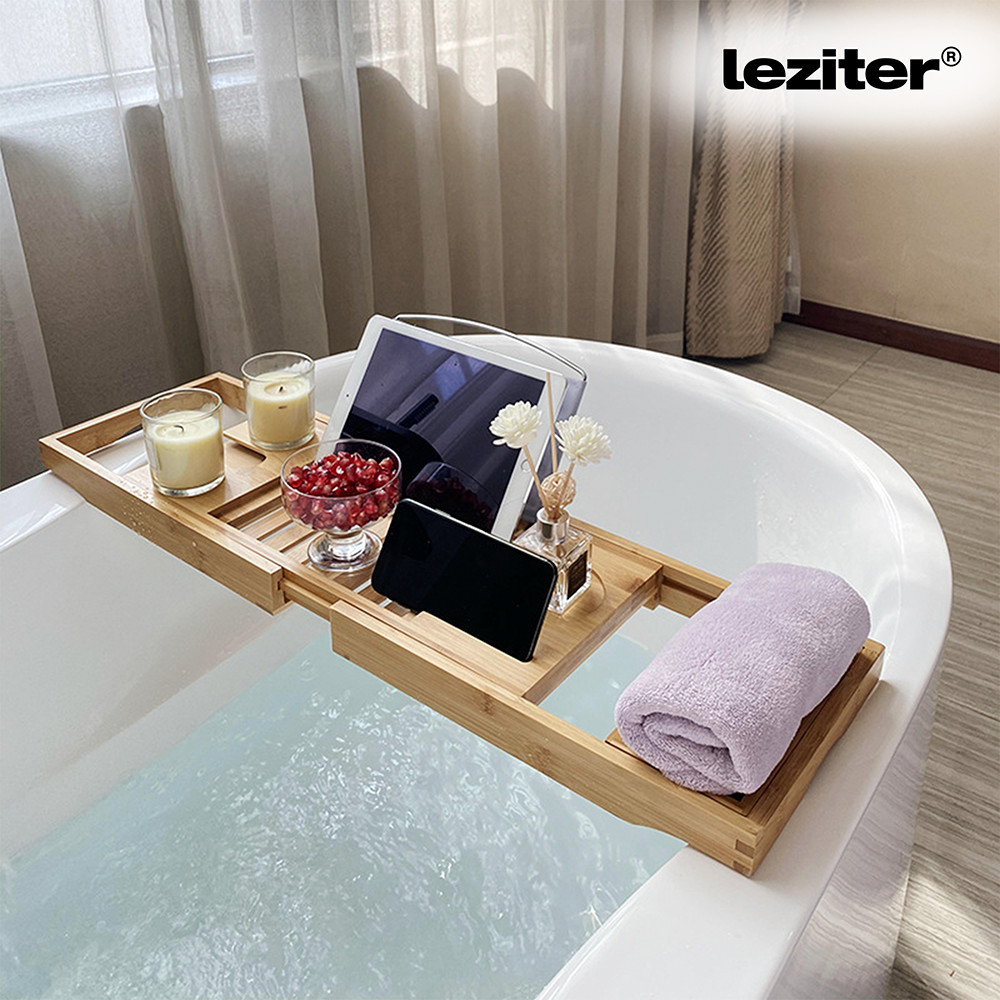 Leziter Tavă reglabilă pentru cadă din bambus [1]