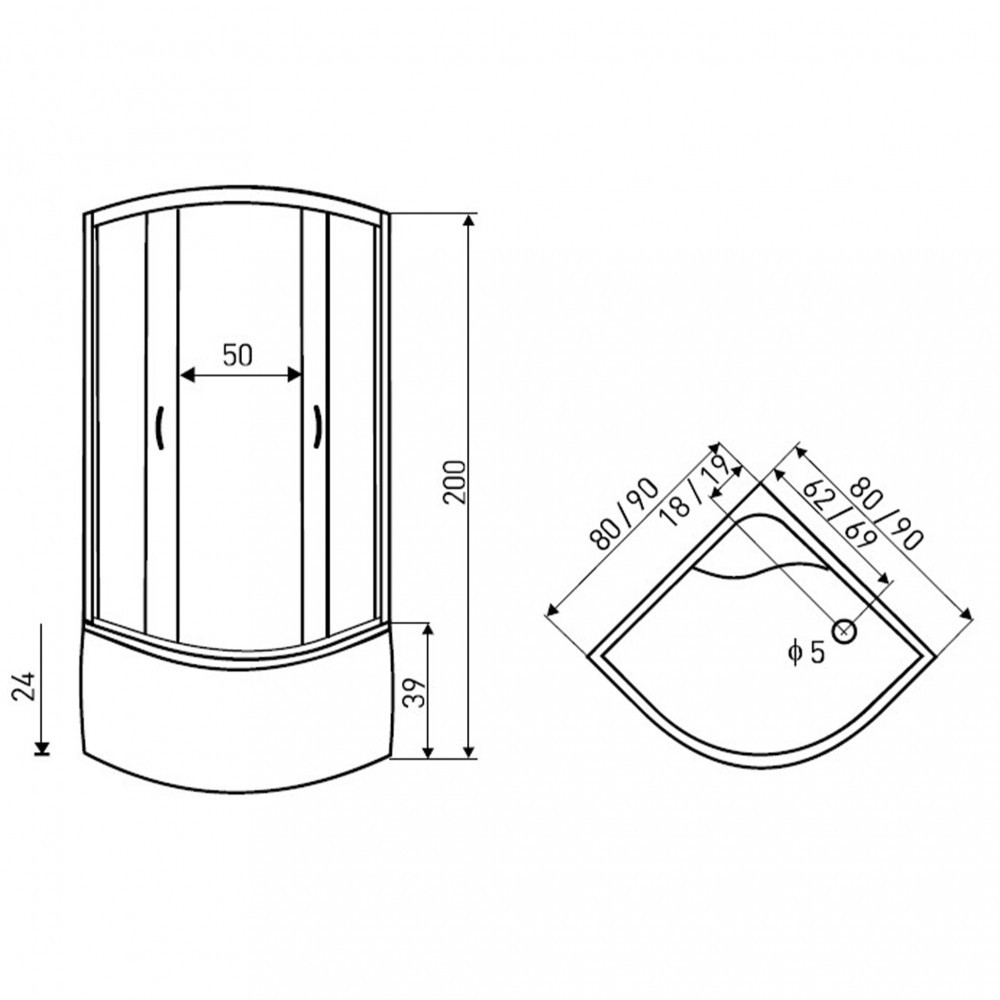 Kerra Cabină de duș Lava 80x80 cm cu tavă adâncă curbată [1]
