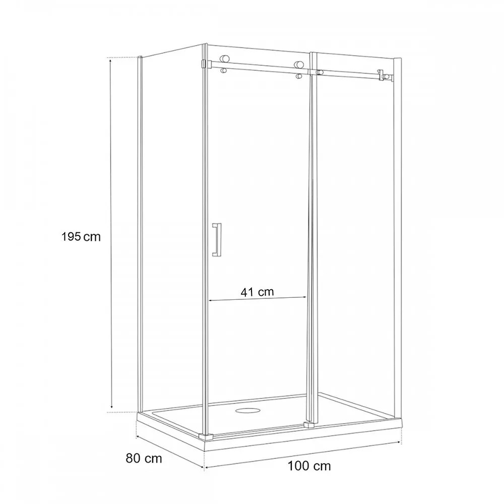 Leziter Cabină de duș asimetrică Bold-in 80x100 cm fără tavă de duș [2]