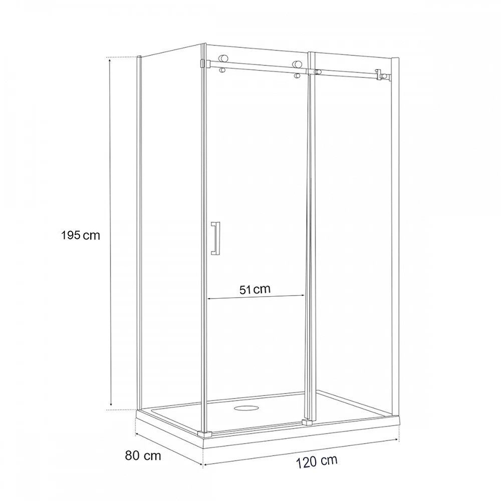 Leziter Cabină de duș asimetrică Bold-in 80x120 cm fără cădiță de duș [2]