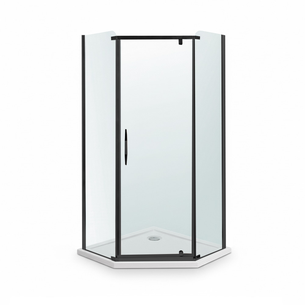 Cabină de duș pătrată / Cabină de duș dreptunghiulară - Leziter Celtic 100x100 cm cabină de duș pentagonală cu tavă de duș negru