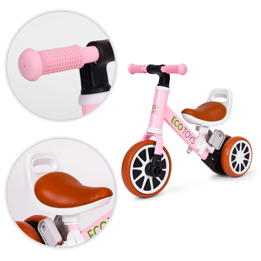 Homelux Triciclu jogging biciclete cu pedale 2 în 1 roz [4]
