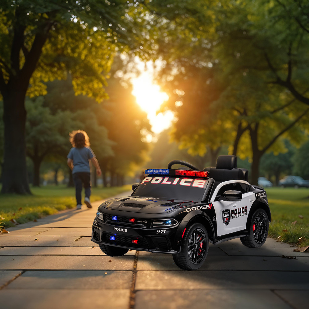 Leziter Mașină de poliție electrică Dodge neagră [1]