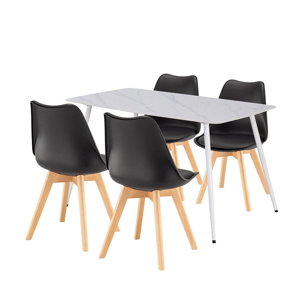 Set masă - Leziter Ravena 4+1 set de sufragerie alb-negru