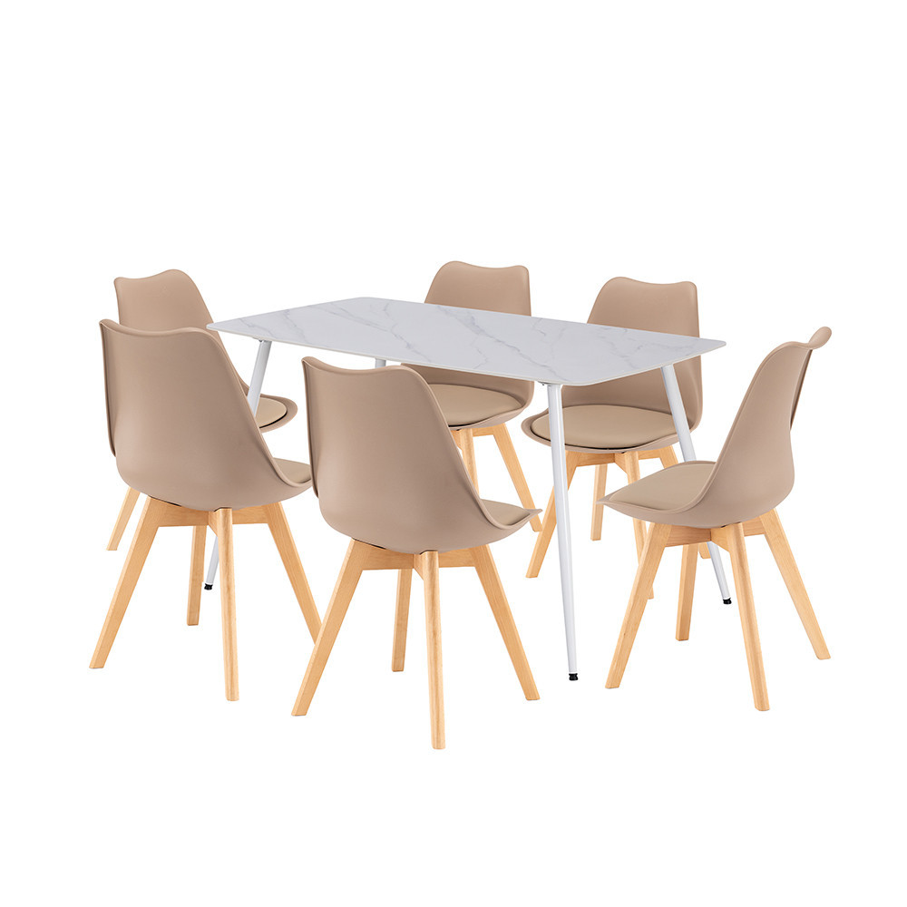 Set masă - Leziter Ravena 6+1 set de sufragerie alb-bej