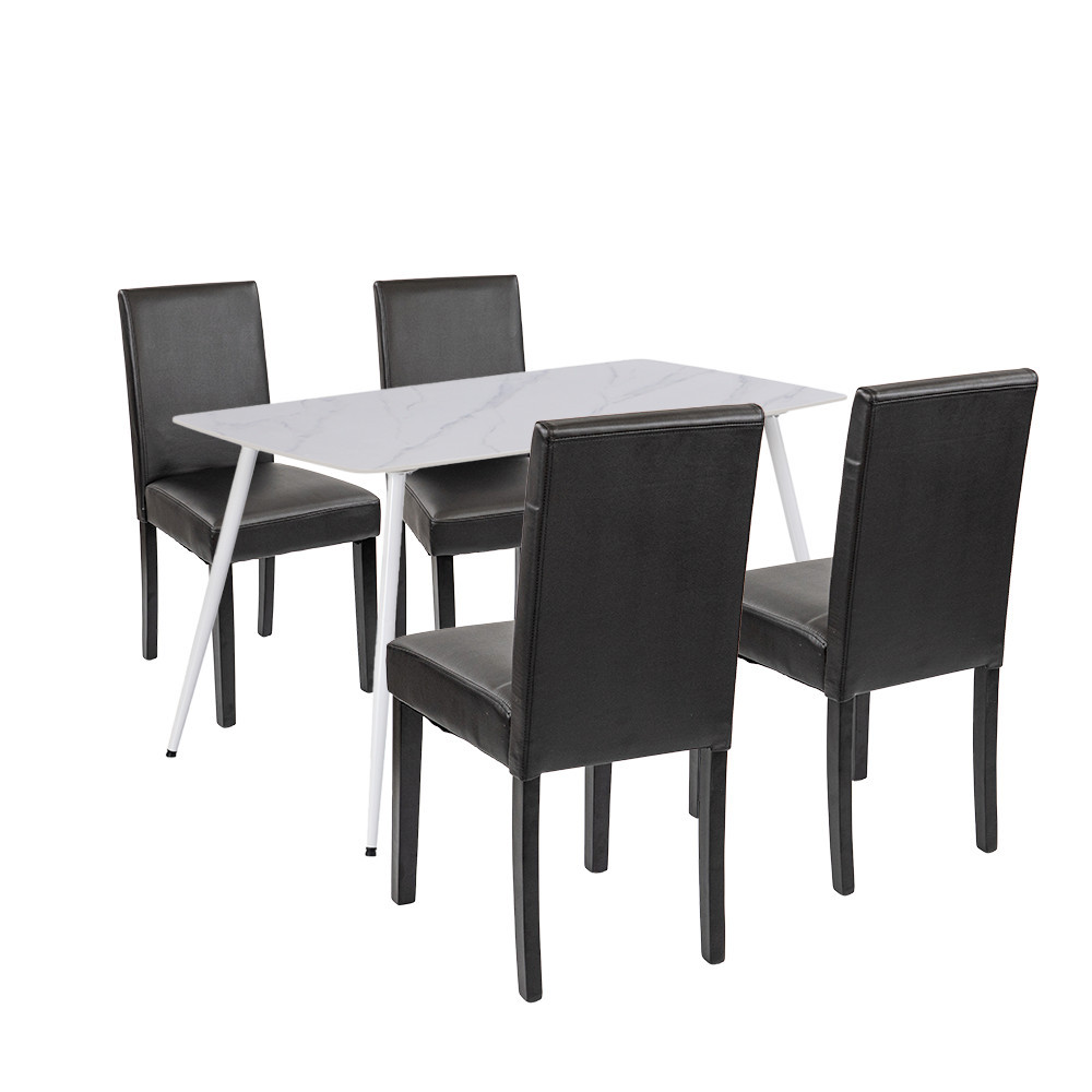 Mobilier - Leziter Set de masă Megan 4 1 alb-negru