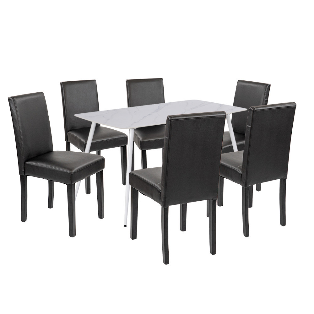 Mobilier - Leziter Set de masă Megan 6 1 alb-negru