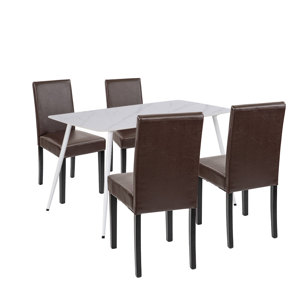 Mobilier - Leziter Set de masă Megan 4 1 alb-maro