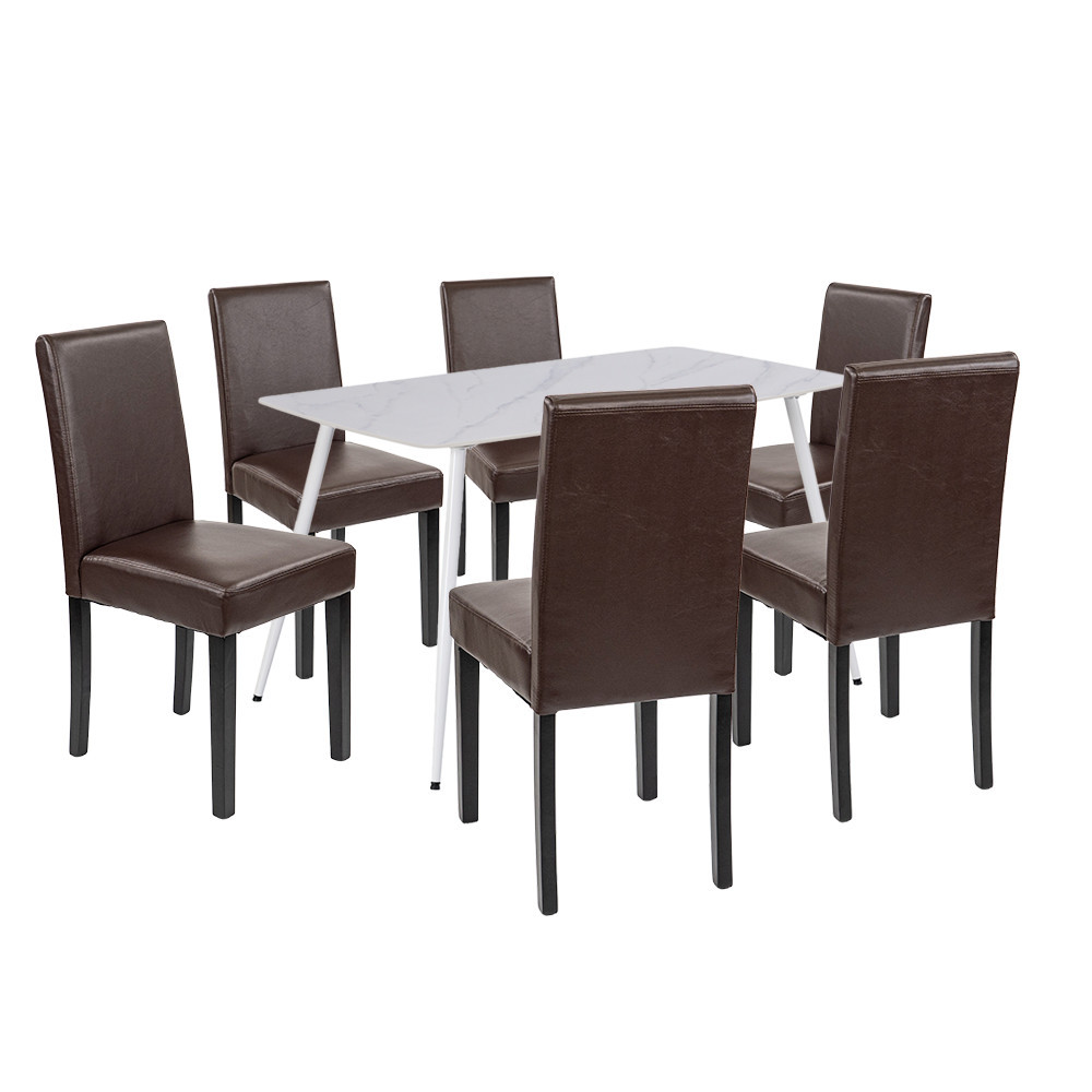 Mobilier - Leziter Set de masă Megan 6 1 alb-maro
