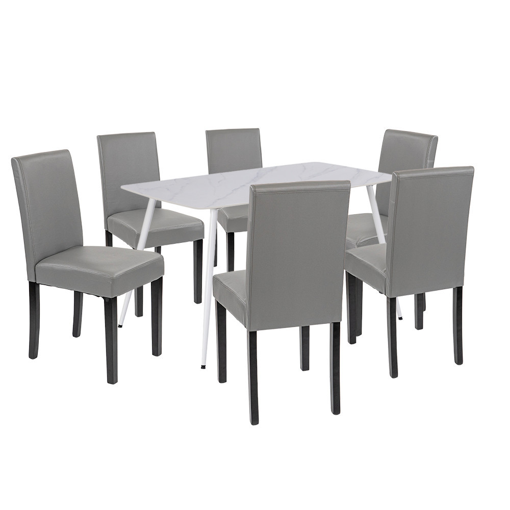 Mobilier - Leziter Set de masă Megan 6 1 alb-gri