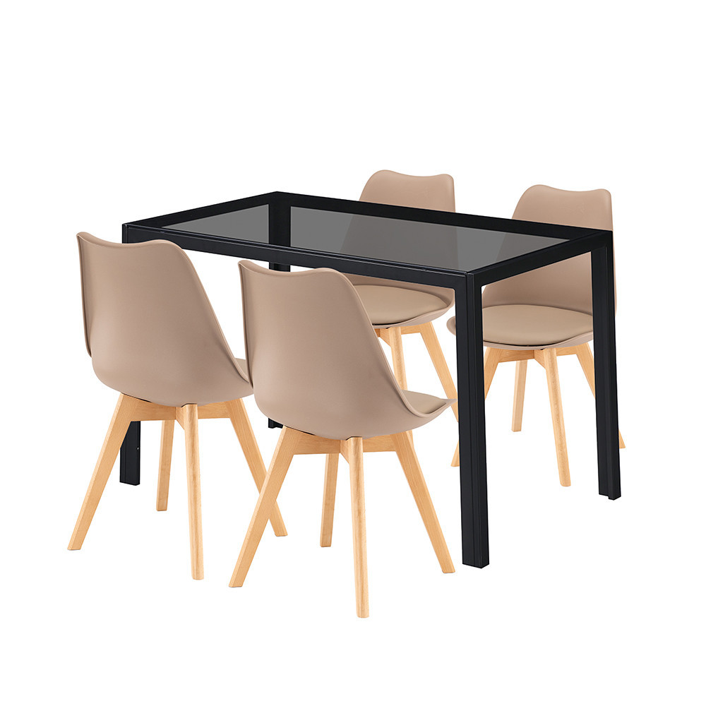 Set masă - Leziter Treva 4+1 set de sufragerie negru-bej