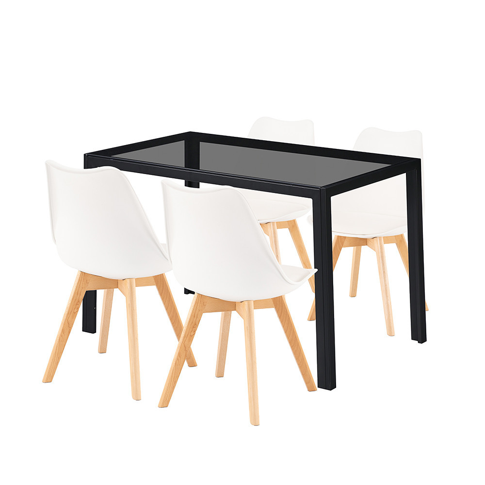 Set masă - Leziter Treva 4+1 set de sufragerie alb-negru