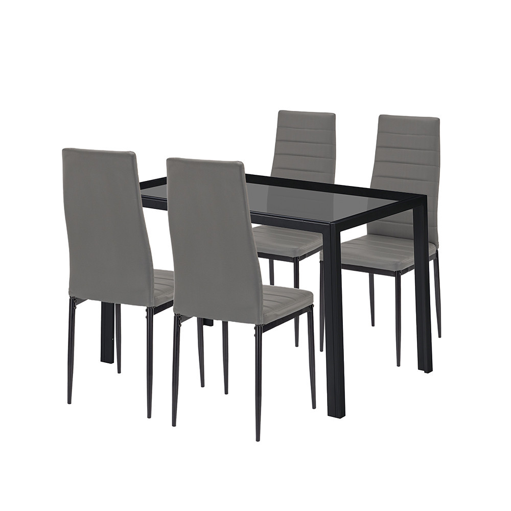 Mobilier - Leziter Rowan 4+1 set de sufragerie gri-negru