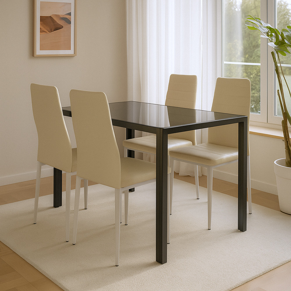 Leziter Nicole 4+1 set de luat masa bej [1]