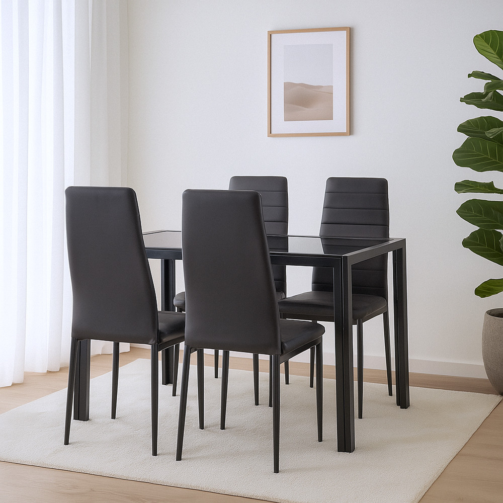 Leziter Nicole 4+1 set de luat masa negru [1]