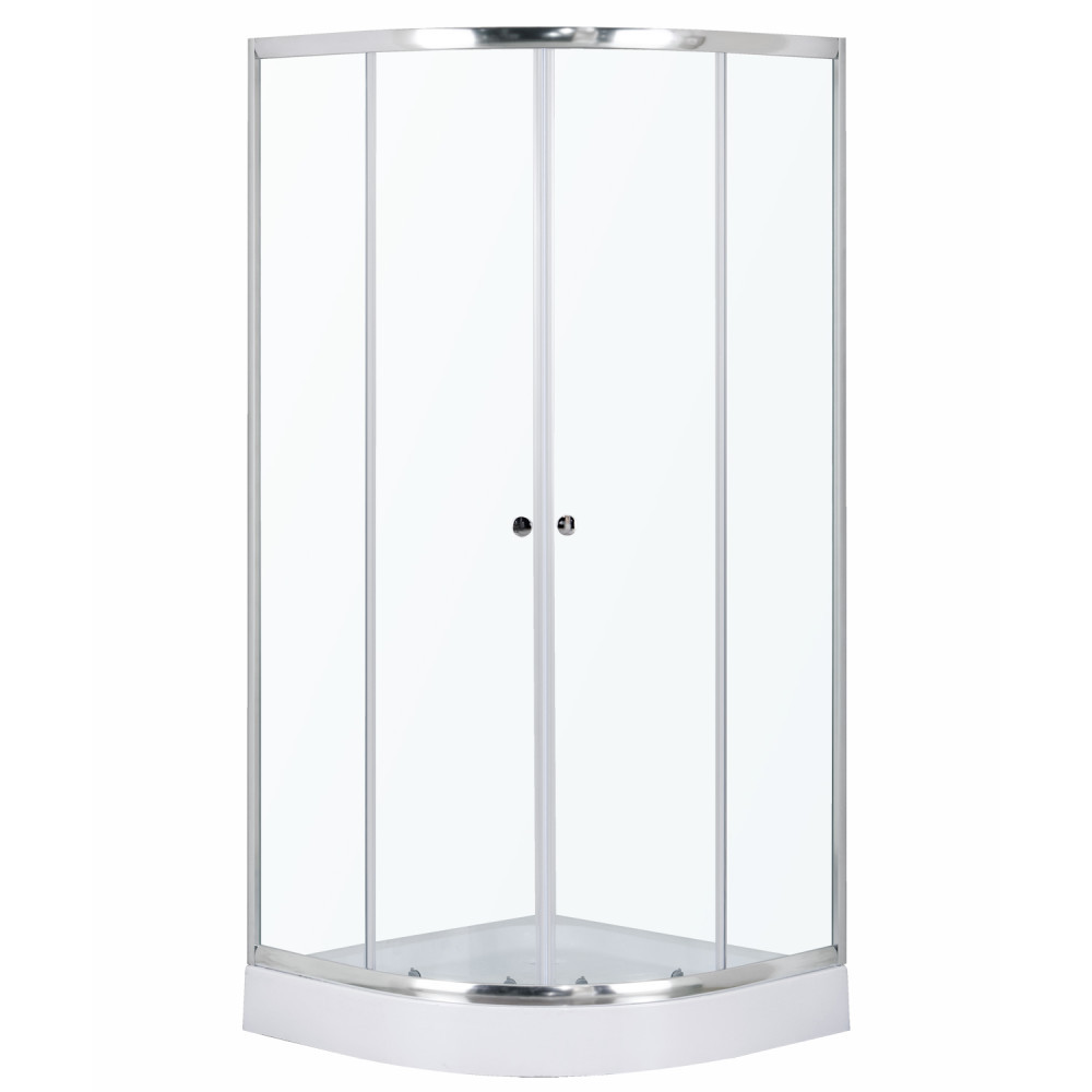 Cabină de duș semirotundă - Kerra Cabină de duș curbată Leo 80 cromată cu cădiță de duș