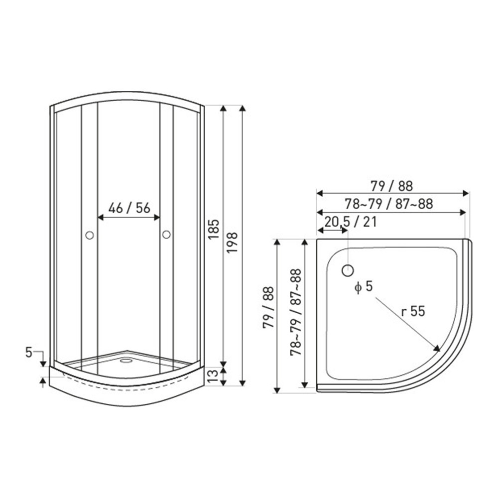 Kerra Cabină de duș curbată Leo 90 cromată cu cădiță de duș [2]