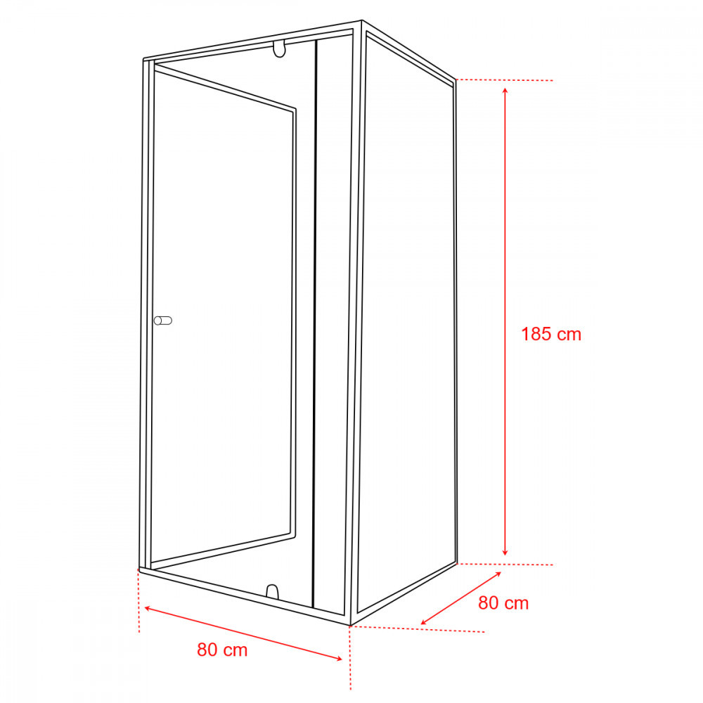 Leziter Cabină de duș pătrată Flexi 80x80 cm, montată pe perete, fără cădiță de duș [2]