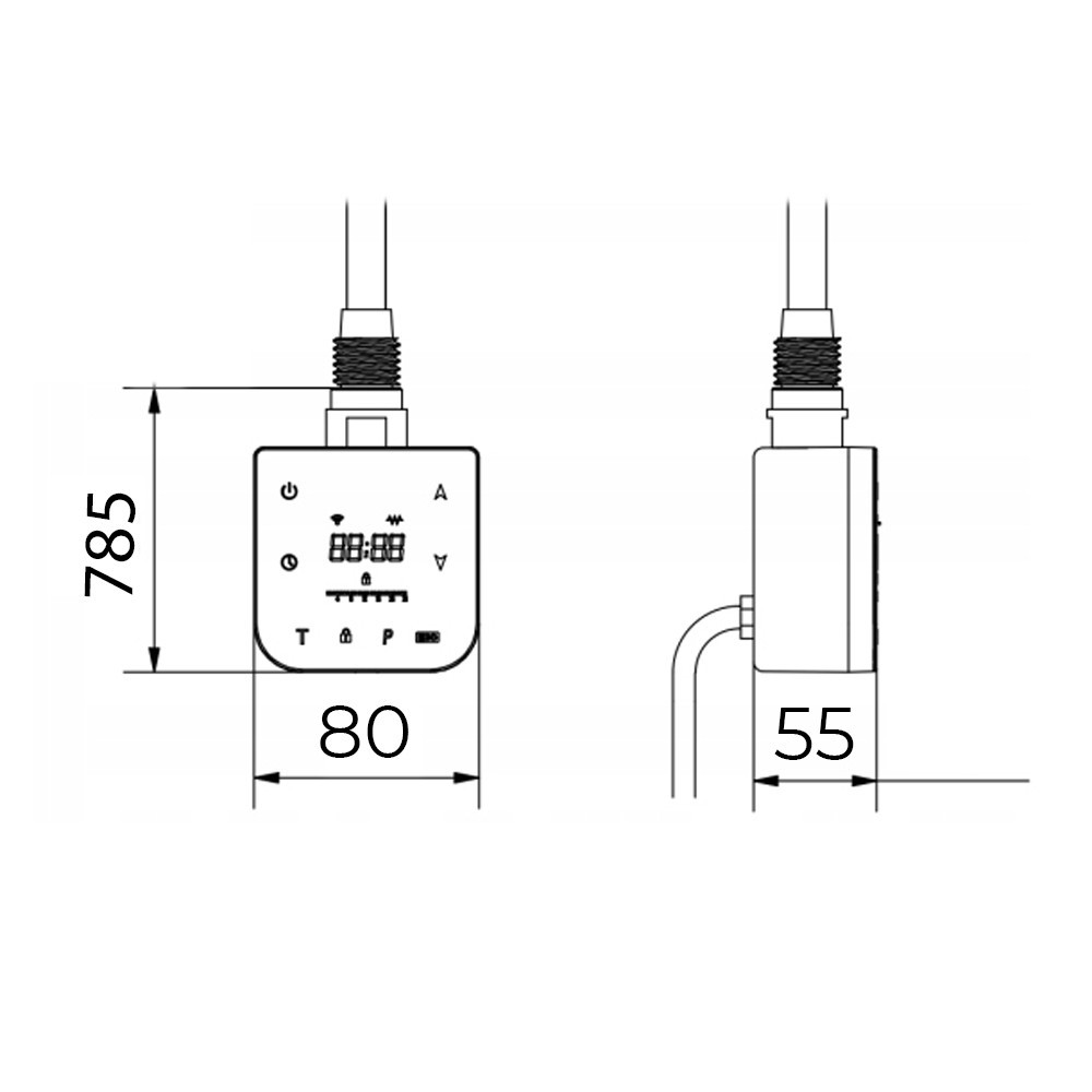 Leziter Încălzitor cu cartuș Wifi pentru uscător de prosoape cu termostat digital 800W negru [2]