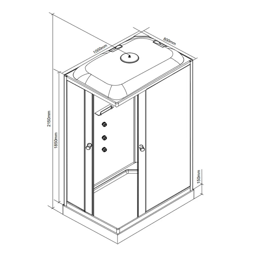Leziter Cabină de duș cu hidromasaj pătrată Valerie 80x100 cm [2]
