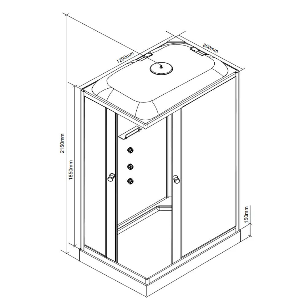 Leziter Cabină de duș cu hidromasaj pătrată Valerie 80x120 cm [2]