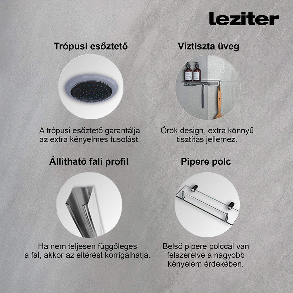 Leziter Cabină de duș pătrată cu hidromasaj Valerie 80x80 cm [4]