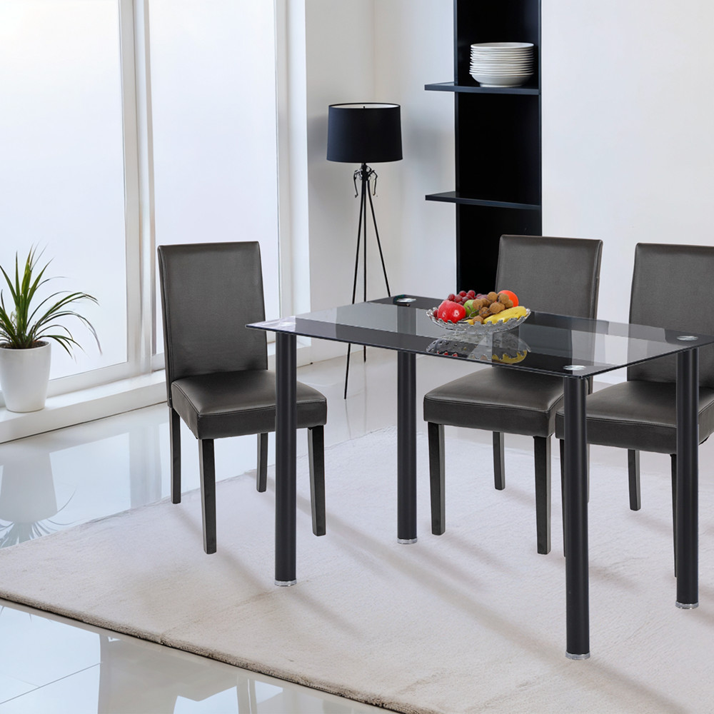 Leziter Scaun de sufragerie Kelly din piele neagră [1]