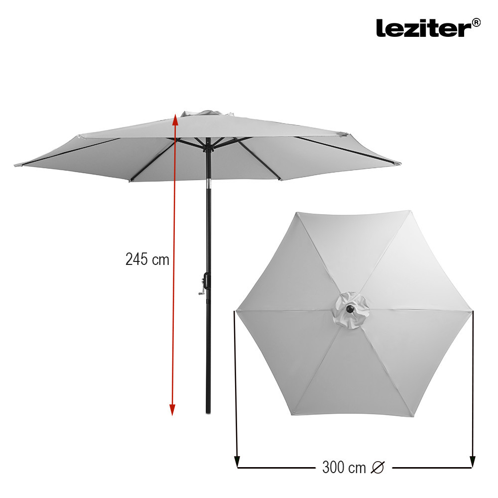 Leziter Parasol de grădină Gina gri 300 cm [2]