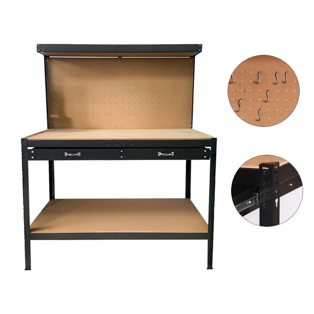 Masă de lucru - Leziter Banc de lucru cu sertar, negru