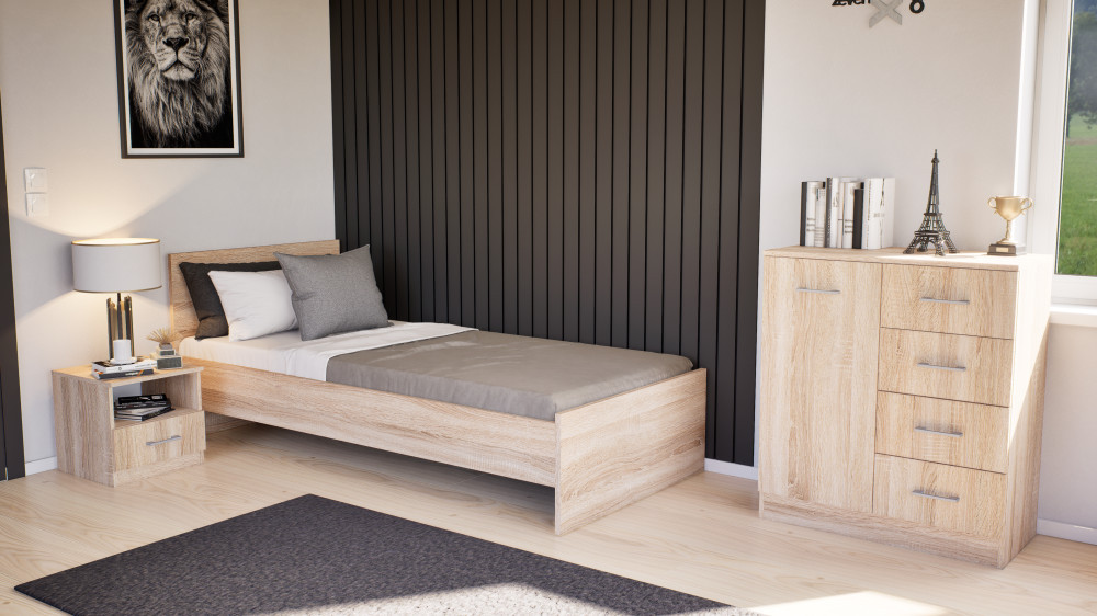 Leziter Pat single Miami 90x200 cm stejar sonoma-stejar sonoma [1]