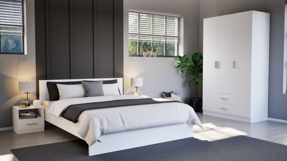 Leziter Noptieră Miami 1 sertar 40x40 cm alb-alb [1]