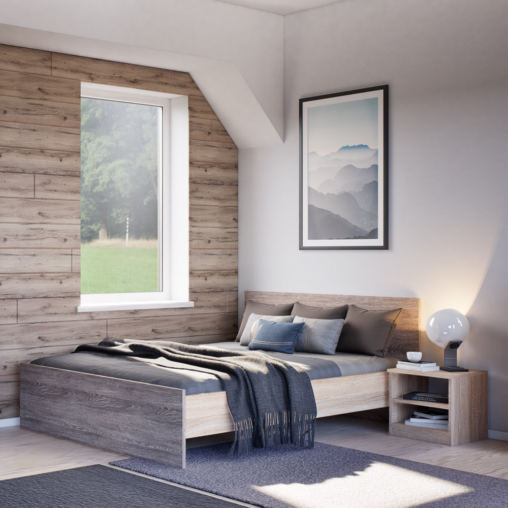 Leziter Pat dublu Miami fără cadru de pat 140x200 cm stejar York-stejar Sonoma [1]