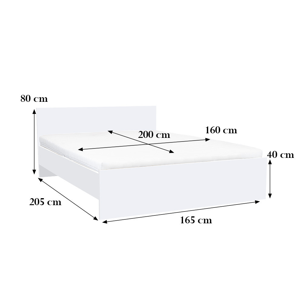 Leziter Pat dublu Miami fără cadru de pat 160x200 cm alb-alb [2]