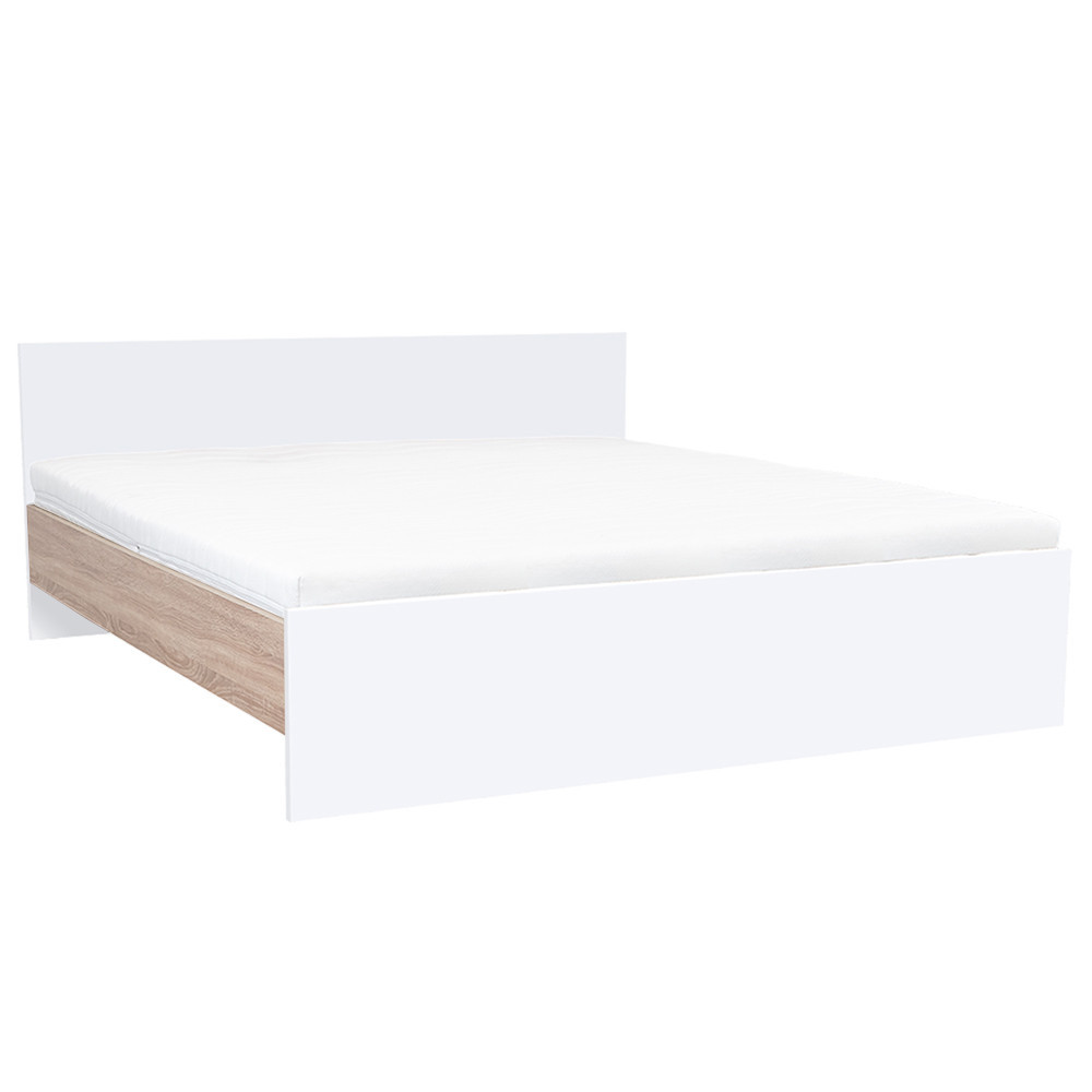 Pat dublu - Leziter Pat dublu Miami fără cadru 180x200 cm alb-stejar sonoma