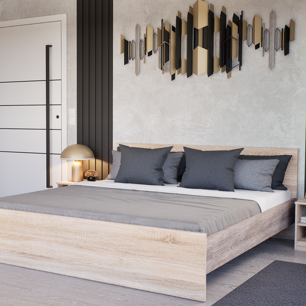 Leziter Pat dublu Miami fără cadru de pat 180x200 cm stejar Sonoma-stejar York [1]