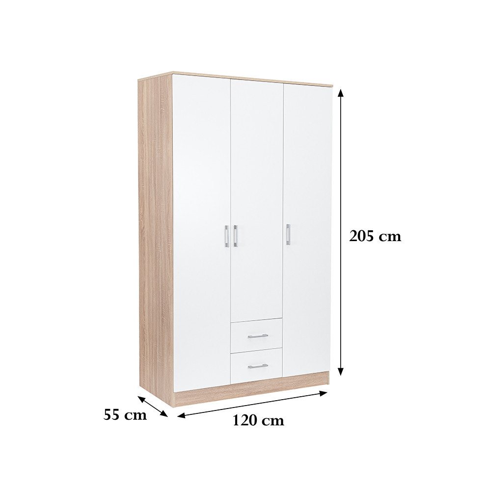 Leziter Dulap Miami 120x205 cm alb-stejar sonoma [2]