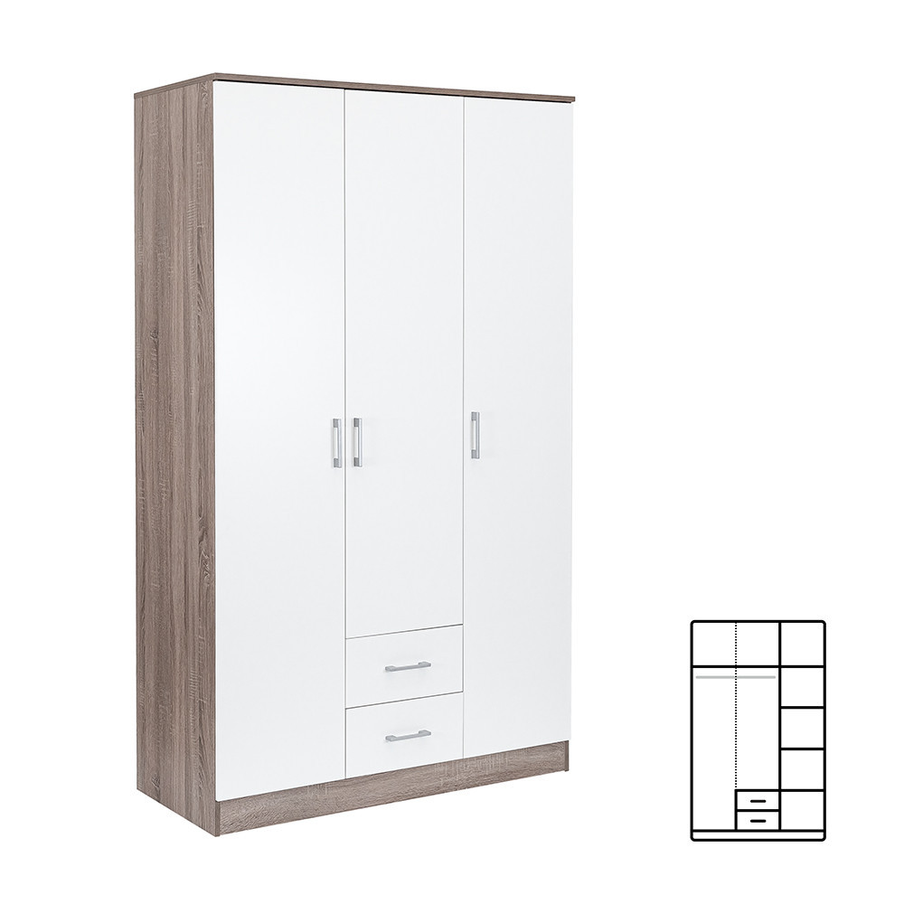 Mobilier dormitor - Leziter Dulap Miami 120x205 cm alb-stejar York