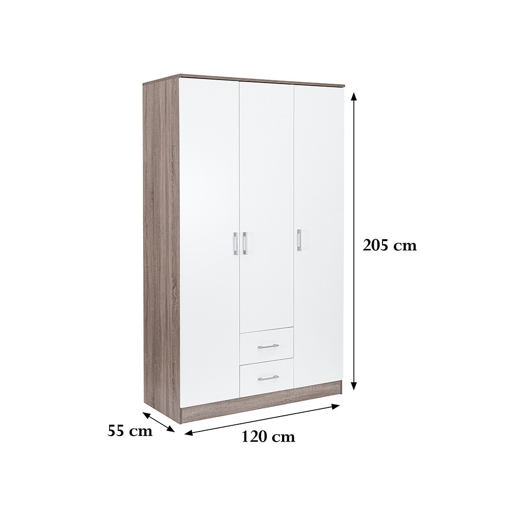 Leziter Dulap Miami 120x205 cm alb-stejar York [1]